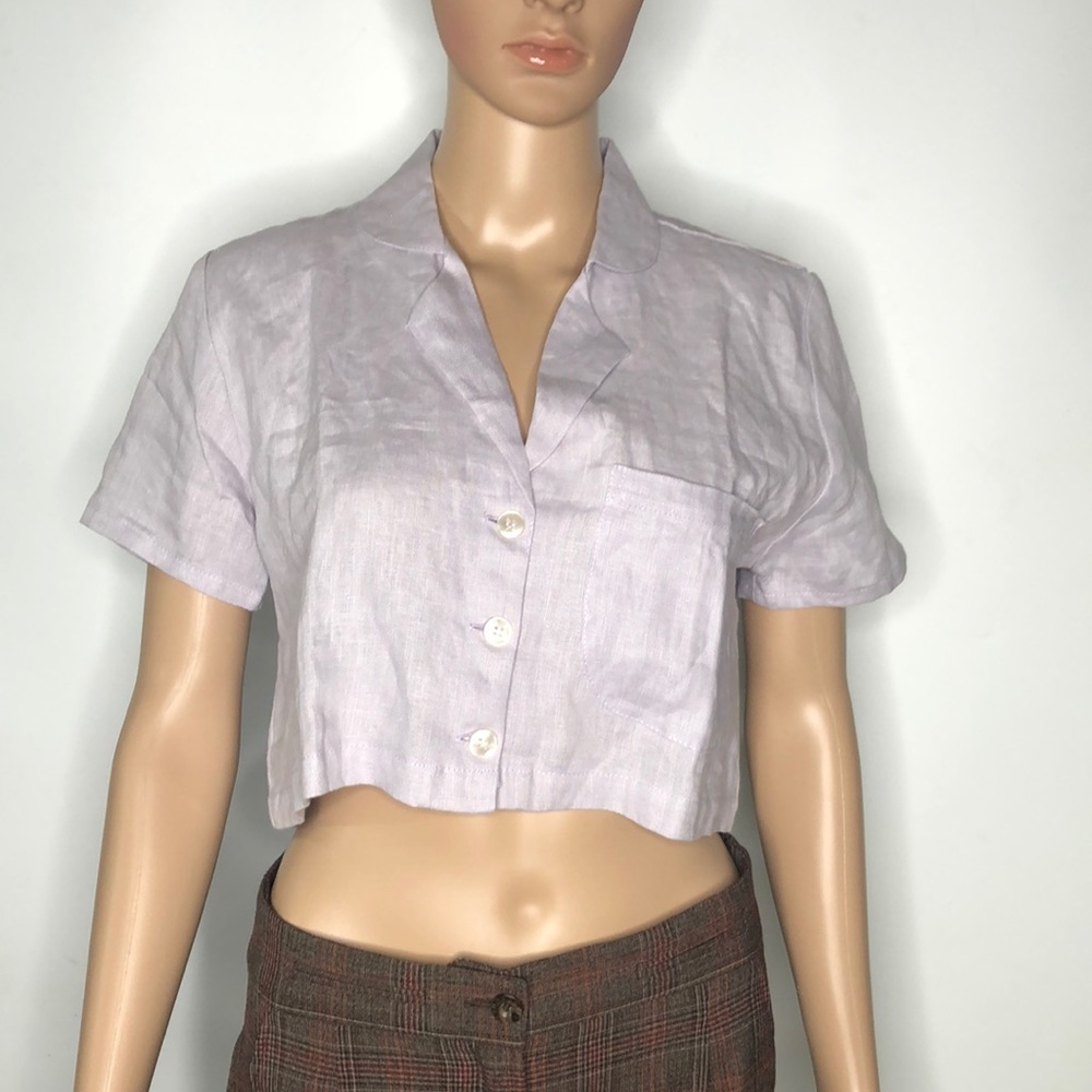 Faithfull The Brand Linen Cropped Shirt Top